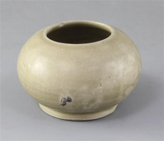 A Chinese Longquan celadon bud vase, Song dynasty, diameter 9cm, small chips to foot